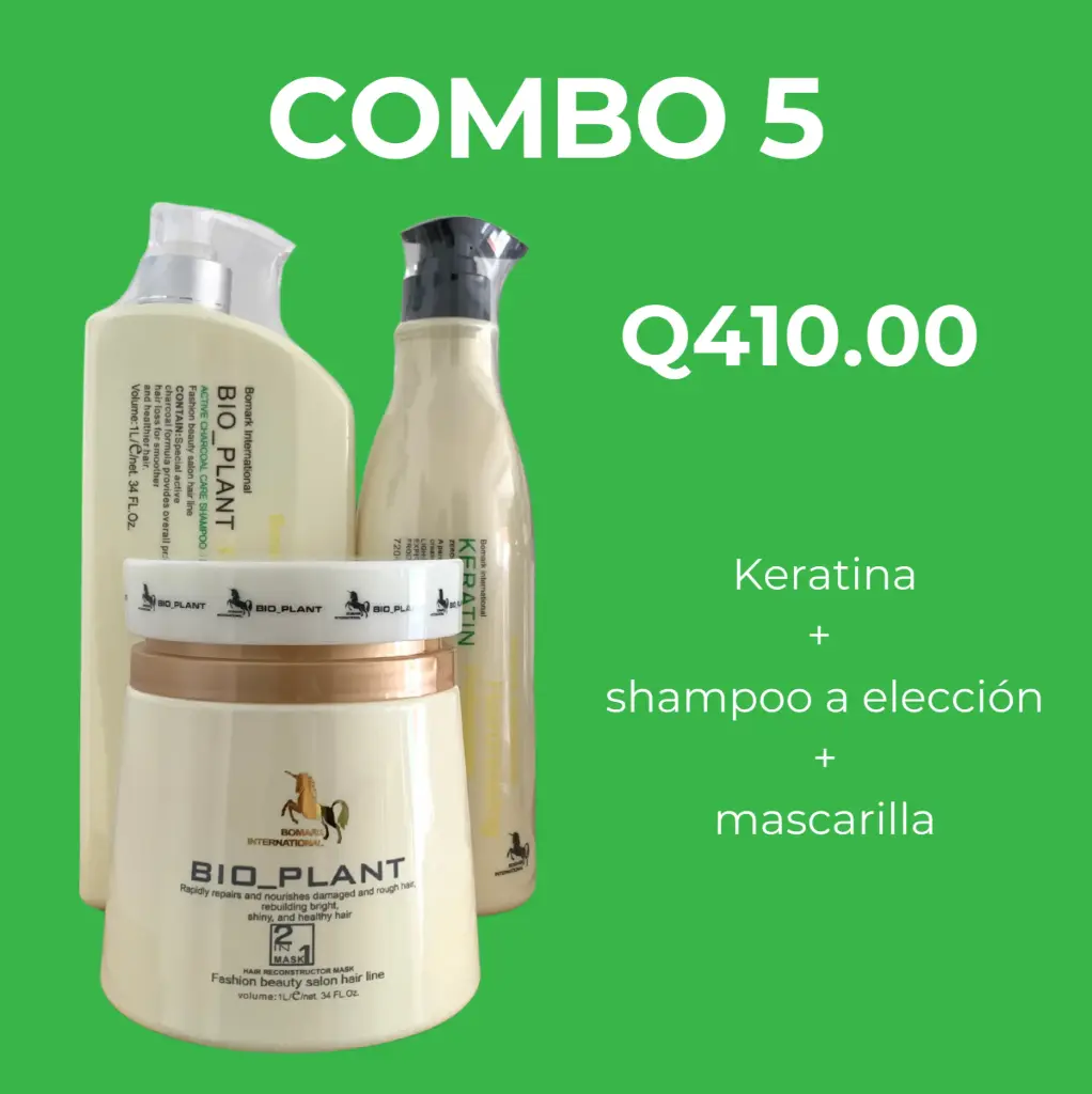 BioPlant Combo 5: Keratina, Shampoo y Mascarilla
