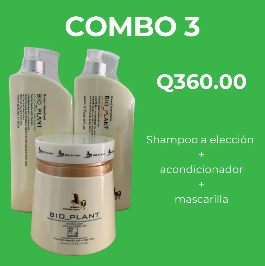 BioPlant Combo 3: Shampoo, Acondicionador y Mascarilla 