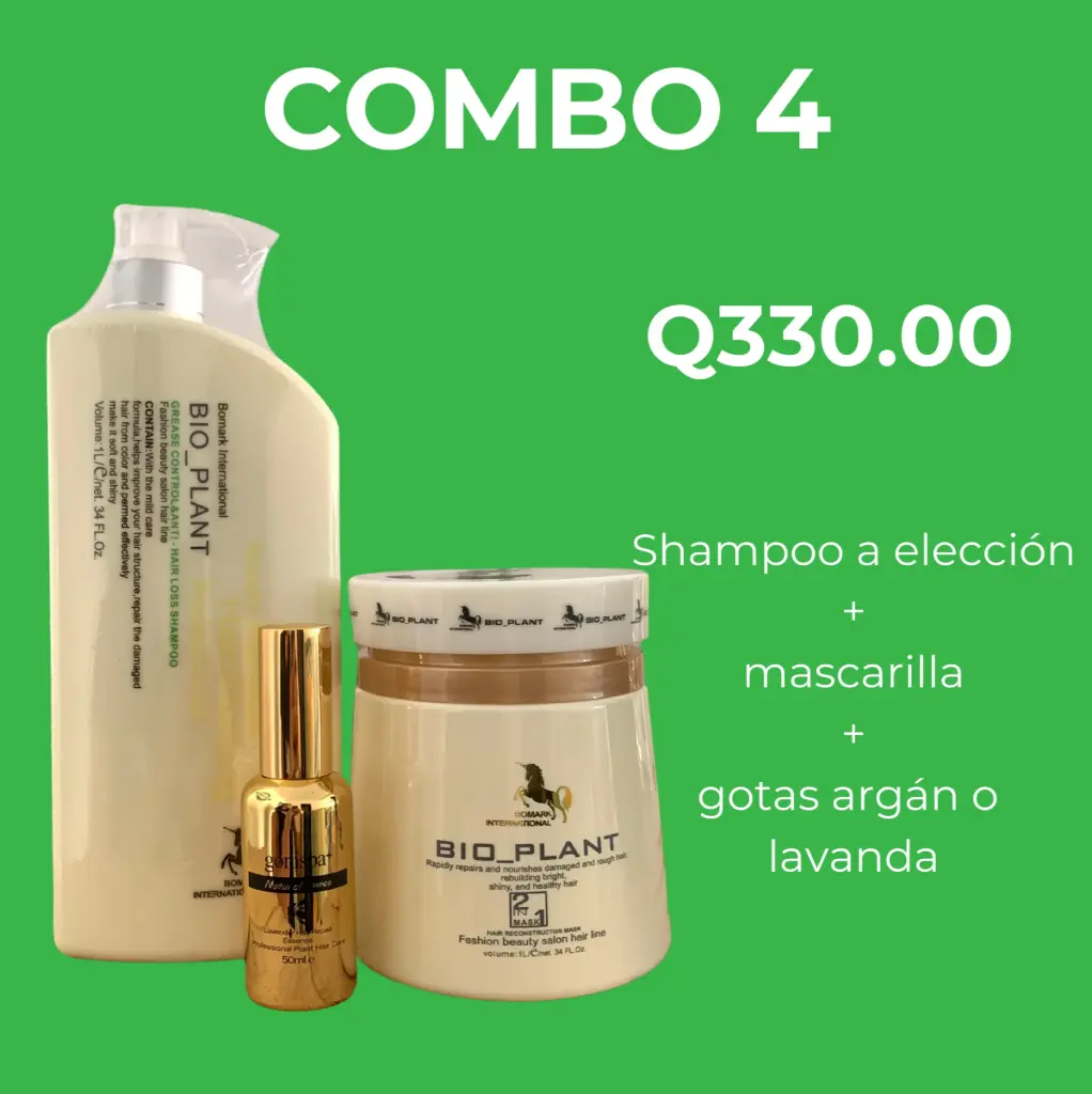 BioPlant Combo 4: Shampoo, Mascarilla y Aceite de Argán