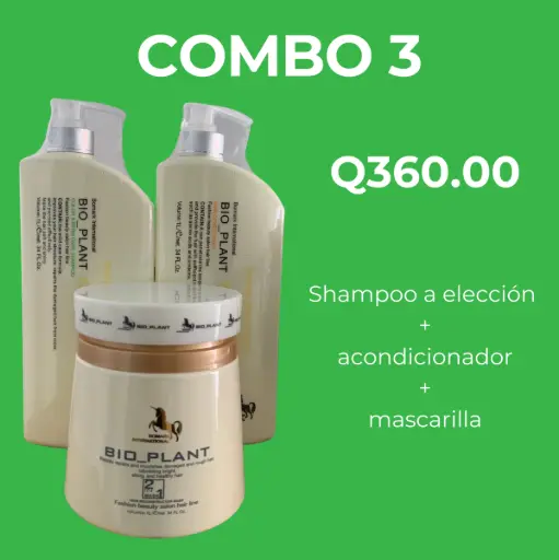 BioPlant Combo 3: Shampoo, Acondicionador y Mascarilla 